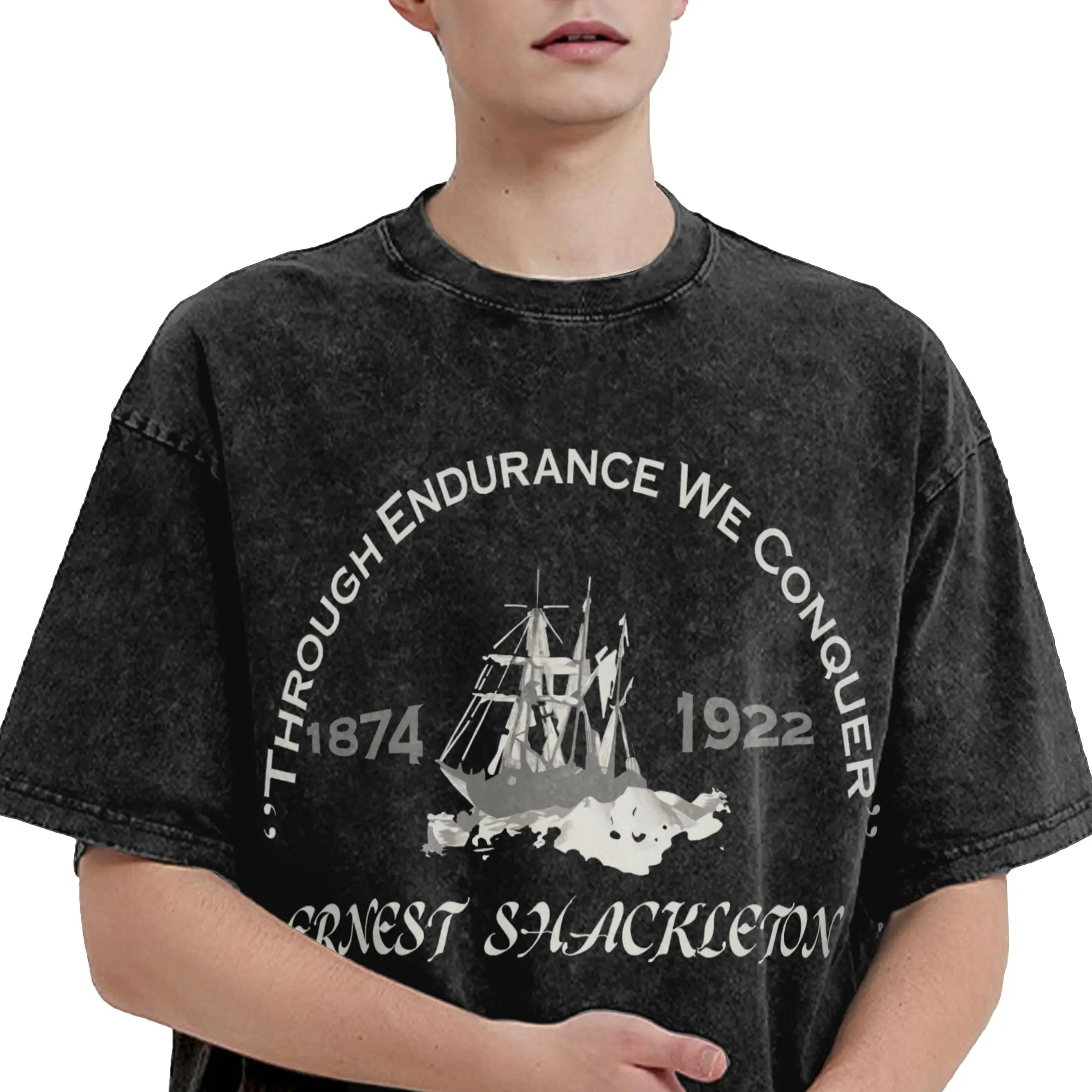 Sir Ernest Shackleton - Through Endurance We Conquer  T-Shirt Summer   Oversize Top Tees Short-Sleeved Aesthetic Tshirt