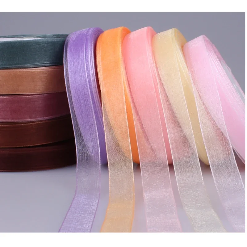 

45meters 1.5cm Organza Ribbon Woven Hook Hat Flower Gift Packaging Ribbon DIY Woven Hair Ornament Bowknot Clothes Accessories