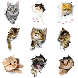 Funny Cat Dog Toilet Stickers Vivid 3D Cartoon Diy Wc Washroom Home Decoration Cute Kitten Puppy Pet Animals Wall Art Decals