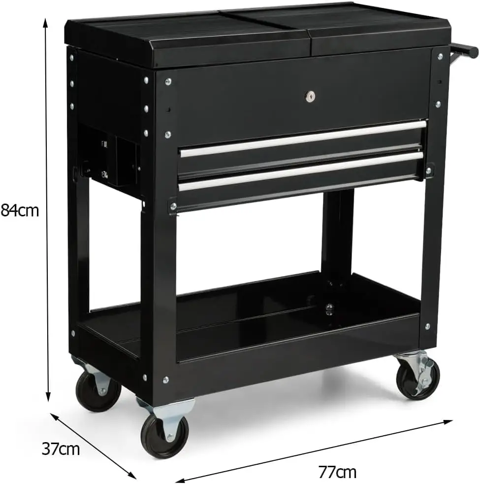 #￥forMetal Rolling Tool Cart with Sliding Top Keyed Lock Drawers Adjustable Height Mobile Wheels 90KGLoad Capacity JINFENG Brand