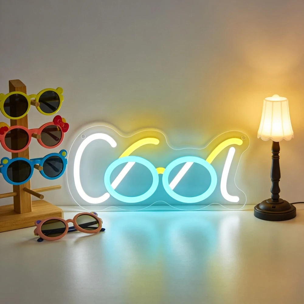クールなメガネ型ledネオンサイン、自宅の寝室やパーティーの装飾に。クールな雰囲気を演出するウォールアート、ユニークなギフト、照明、子供部屋やバーの装飾に。