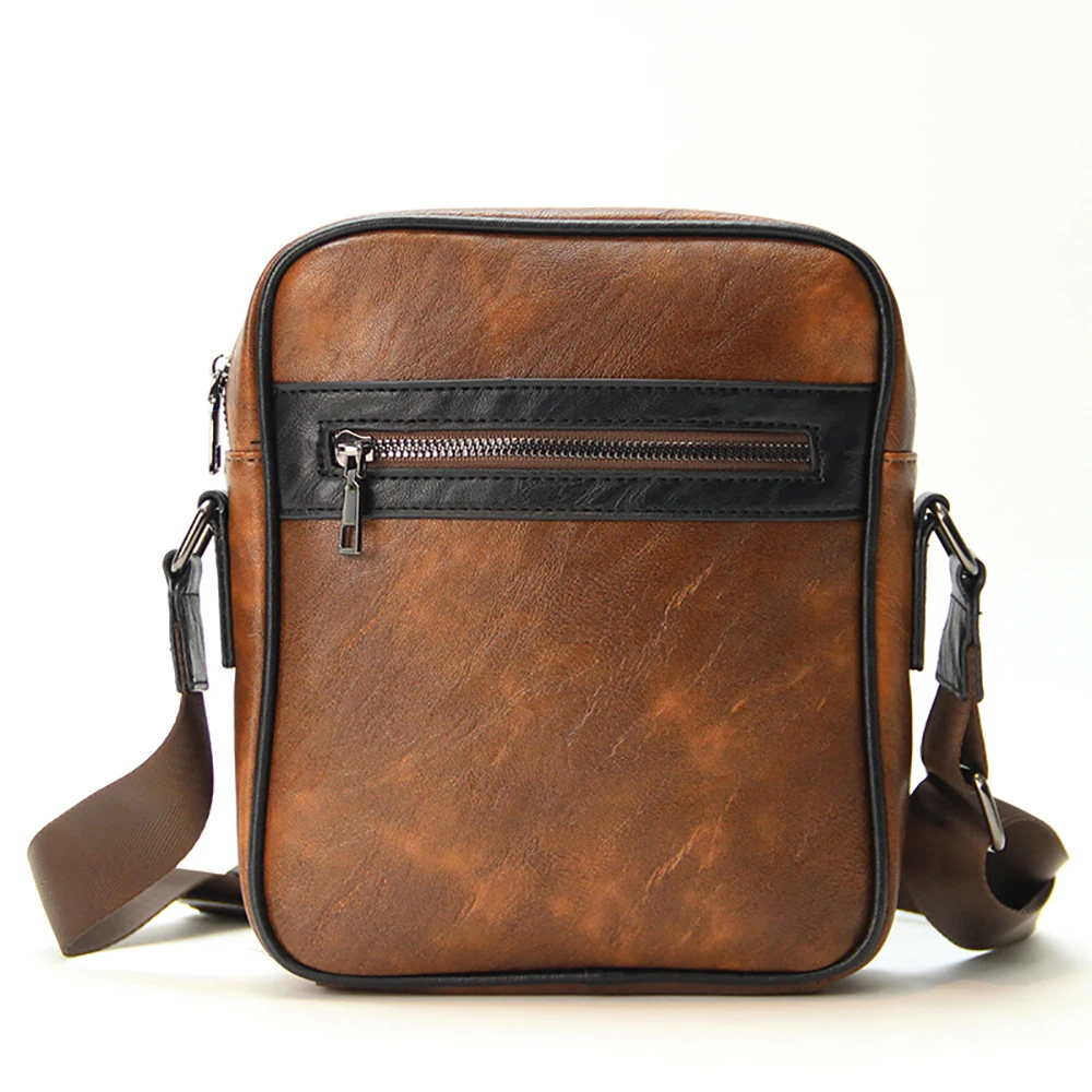

Shoulder Bags Men PU Brown Patchwork Black Pillow Shaped Phone Hasp Crossbody Bag