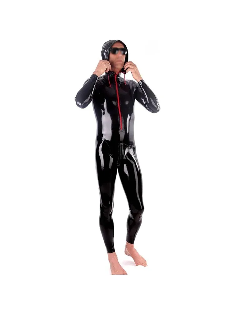 

Handmade Natural Latex Rubber Hooded Catsuit Sport Bodysuit Zentai 0.4mm S-XXL Customizable Unisex Bodysuit