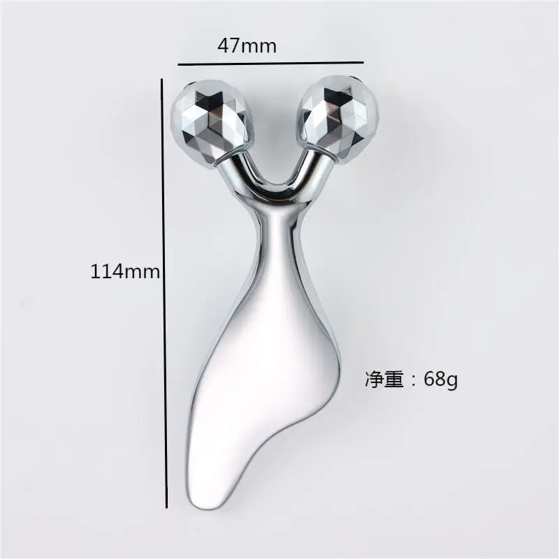 Eye Massage Stick Double Roller Full Metal Facial Lift Massager Scraping V Face Gift Box Facial Massage Stick
