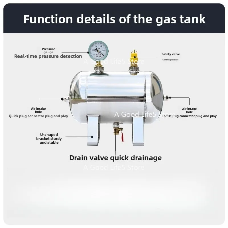 Apply To 304 Stainless Steel Gas Storage  Small High Pressure Pump Compressed  Package Air Compressor  Tank Buffer