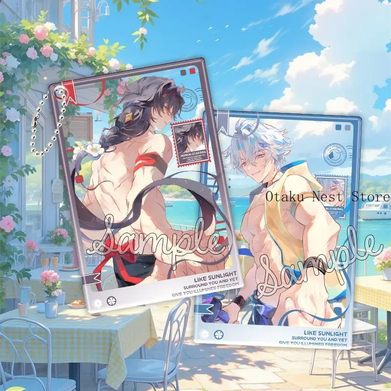 Honkai Star Rail Mortenax Blade Phainon Porte-clés Photocard en Acrylique Carte Transparente Ornement Suspendu pour Sac à Dos Cadeau de Collection