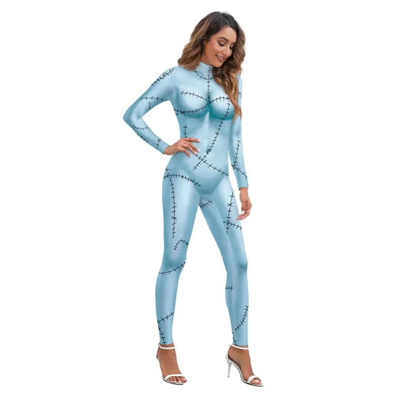 Nightmare Cosplay Sally Cosplay Sexy Skinny Jumpsuit Wear Onesie Costume Women Elastic Bodysuits Rompers Before Christmas