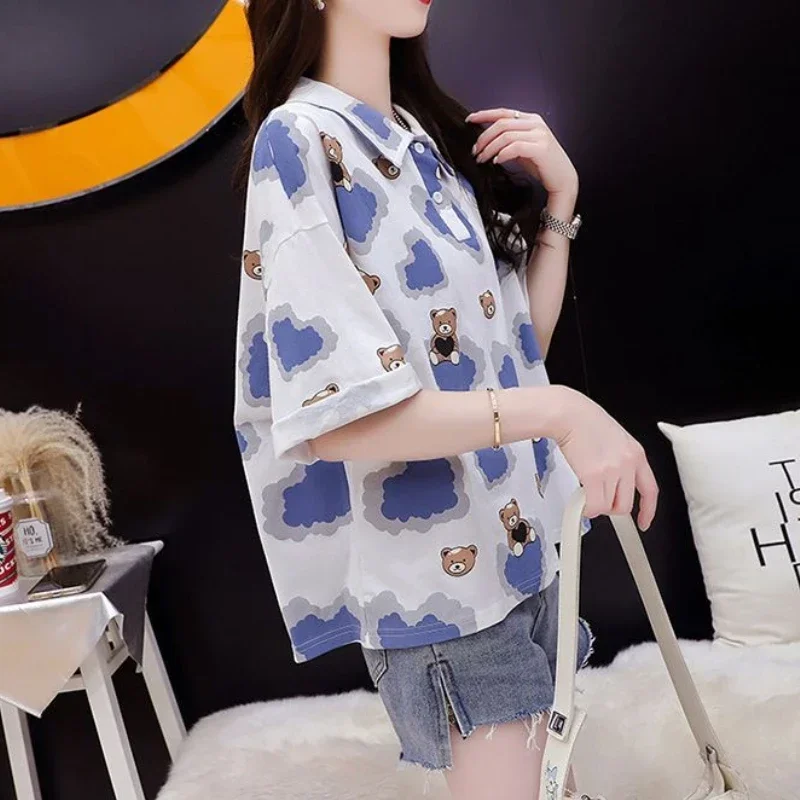 Mode 2025, Druck Kurzarm Frau Taste T-shirt Sommer Outfit Im Angebot Neue Ästhetische Baggy Neck T Shirt Für Frauen