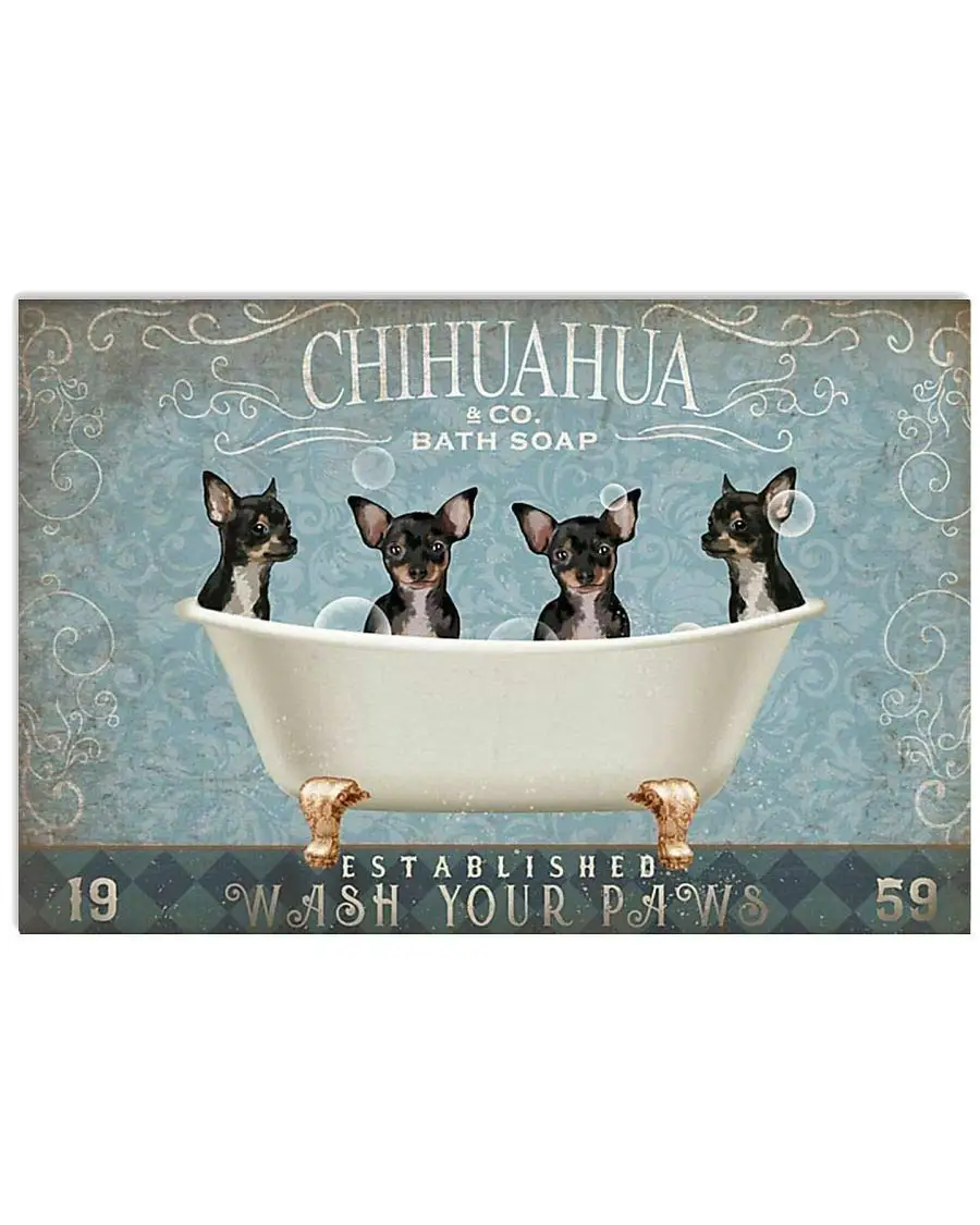 

Bathroom Tin Sign Retro Vintage Chihuahua Wash Your Claws Bathroom Home Best Seat Bathroom Toilet Home Bar Fun Wall Decoration 8