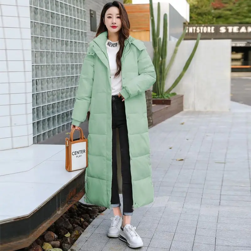 Winter Coat for Women Korean Fashion Loose Large Size Long Parkas Double Placket Hooded Windproof Warm Luxury Cotton Jacket