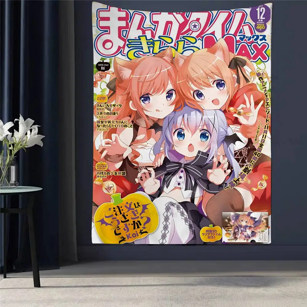 

Is The Order A Rabbit Anime DIY Wall Tapestry Hanging Tarot Hippie Wall Rugs Dorm INS Home Decor