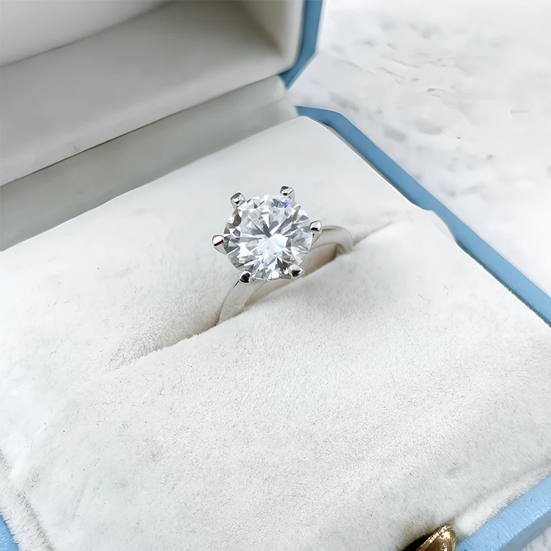 Tezzc 1ct 2ct 3ct 5ct Moissanite Anello di fidanzamento per le donne 925 Sterling Silver Anelli di diamanti Gioielli all'ingrosso con certificato
