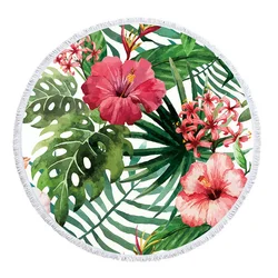 Boho Beach Towels Tropical Printed Large Round Beach Towel Microfiber Round Fabric Bath Towels For Living Room Home Decorative