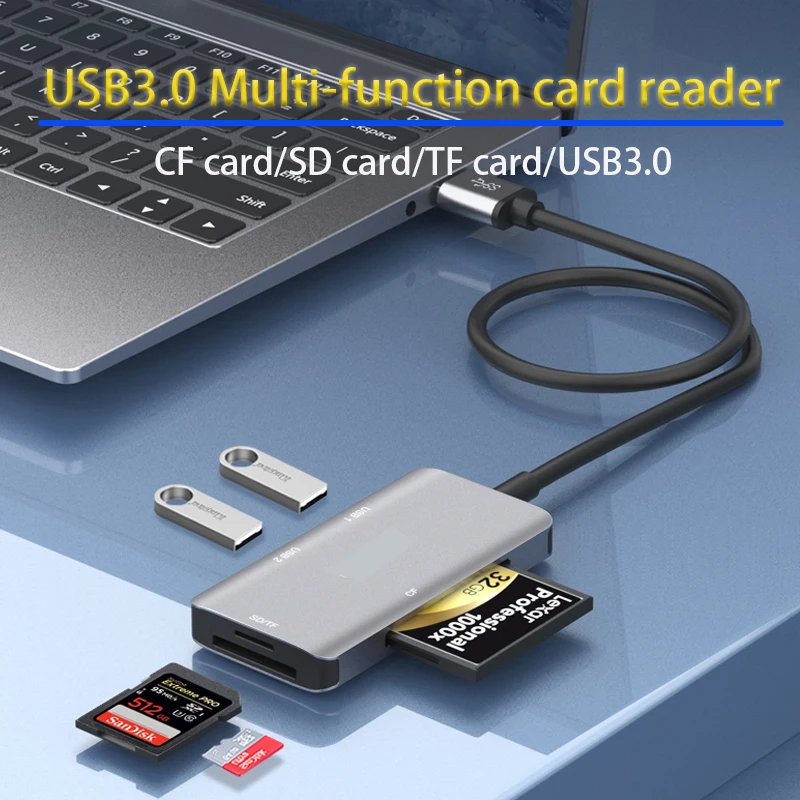 

USB-концентратор SD/CF/TF Card Reader Компьютерная док-станция расширения Разветвитель Адаптер Удлинительный кабель Док-станция USB-сплиттер Конвертер