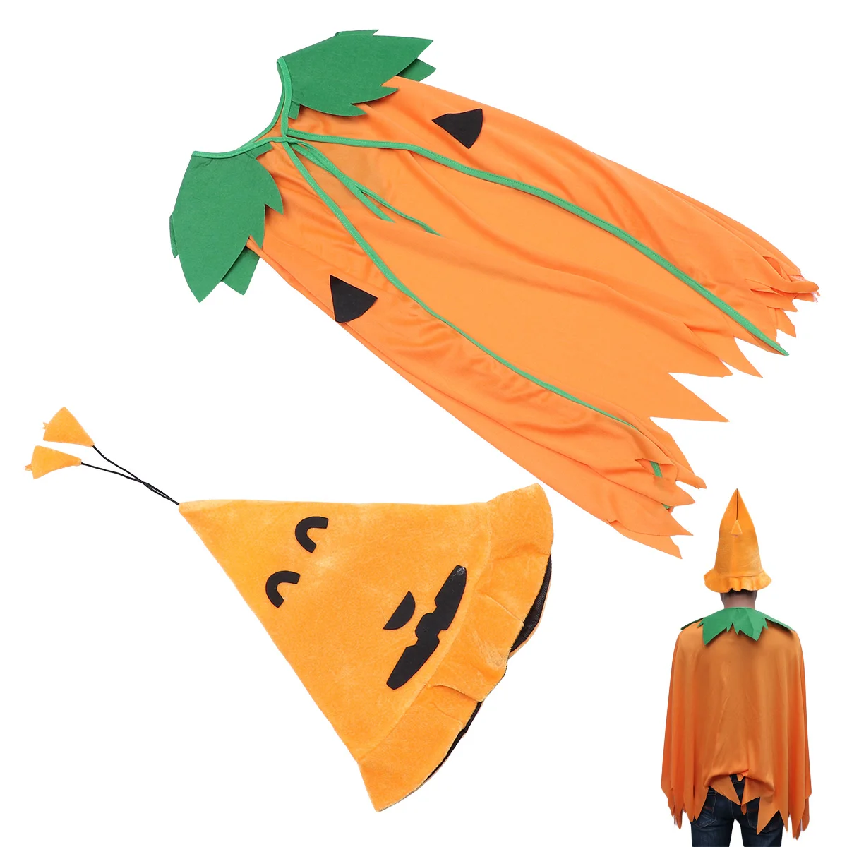 

2 PCS Pumpkin Cloak Set Terror Carnival Halloween Liquidation Costumes Hat Cosplay Outfit and for Clothing