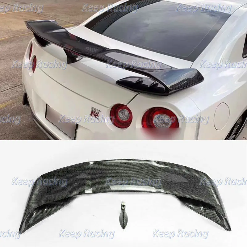 For Nissan R35 GTR 2017 MY17 VRS Style Magnum Opus Carbon Fiber Rear Wing (Also fit old model) Glossy Finish Trunk Spoiler Lip