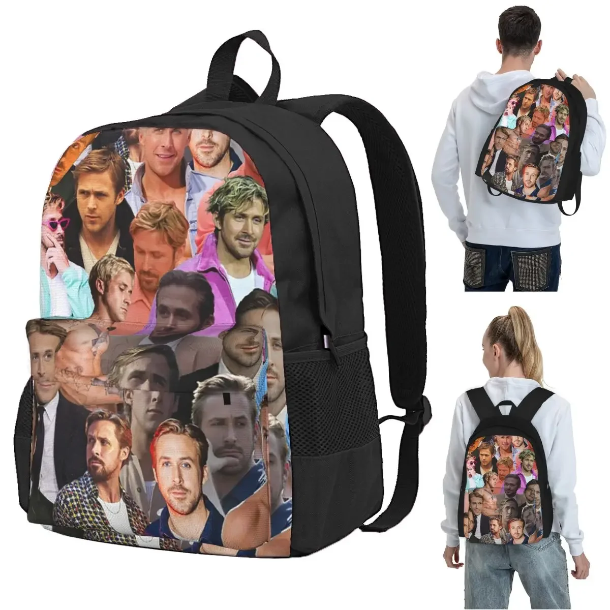 Ryan Gosling Photo Collage Backpack Student BookBag Kids School Bag Computer Shoulder Bags for Boys Girls