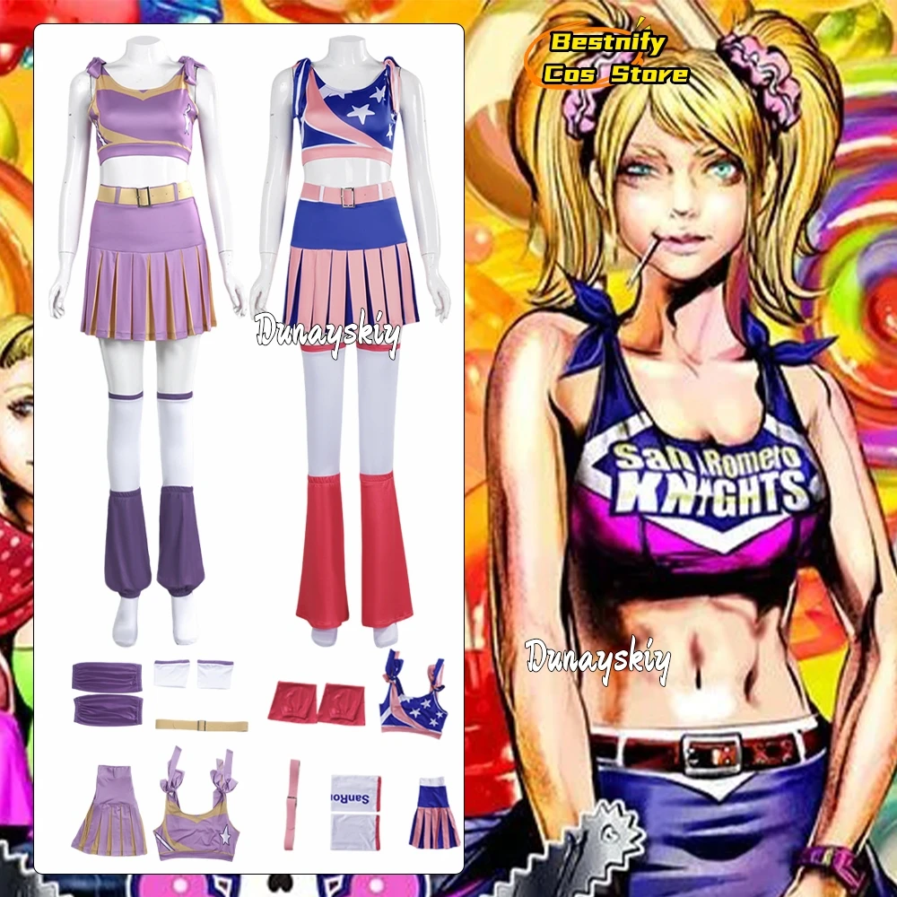 

Lollipop Chainsaw Halloween Cosplay Costume Women Cheerleaders Sexy Dresses Outfit Suit XS-3XL Anime Carnival Uniforms Role-play