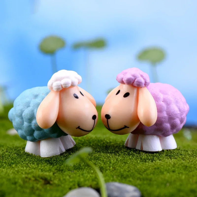 1PC Mini Cute Long Ears Sheep Cute Miniatures Micro Landscape Crafts Table Pots Ornaments Fairy Garden Decor Desk Decoration