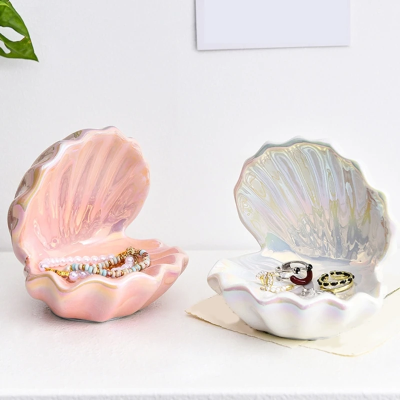 

G92D Modern Ceramic Shell Ring Dish Decorative Accent Piece For Countertop Display