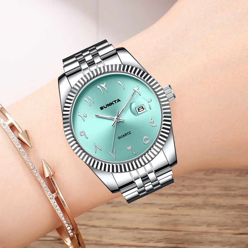 SUNKTA 2026 ساعة نسائية موضة الأعمال ساعة ذهبية أنيقة كوارتز مضيئة مقاوم للماء التقويم ساعة كلاسيكية للنساء relogio
