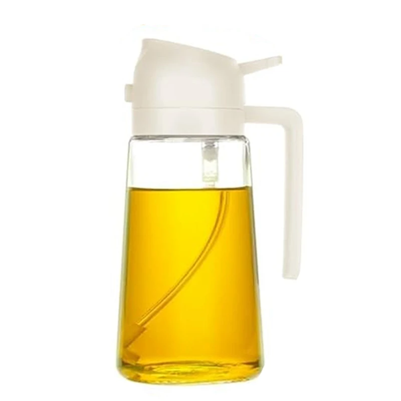 16Oz Oil Dispenser Bottle for Kitchen,Olive Oil Dispenser and Oil Sprayer - 470Ml Olive Oil Bottle - Oil Sprayer White