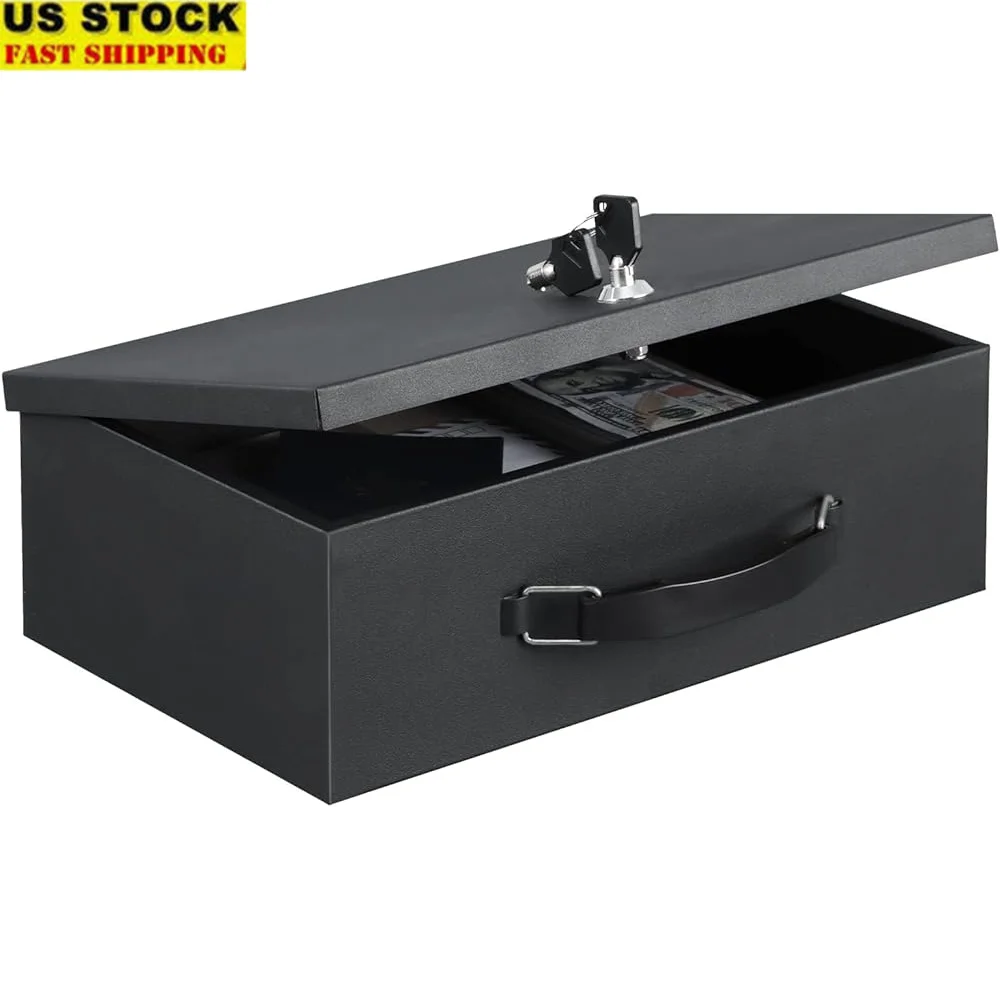 

Fire Resistant Safe Box Key Lock Security Storage Home Office Valuables Documents Fireproof Durable Metal Container
