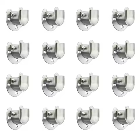 AC23-16X Stainless Steel Closet Closet Bracket, U-Shaped Open Socket Bracket, Shower Curtain Rod End Support Sleeve Flange