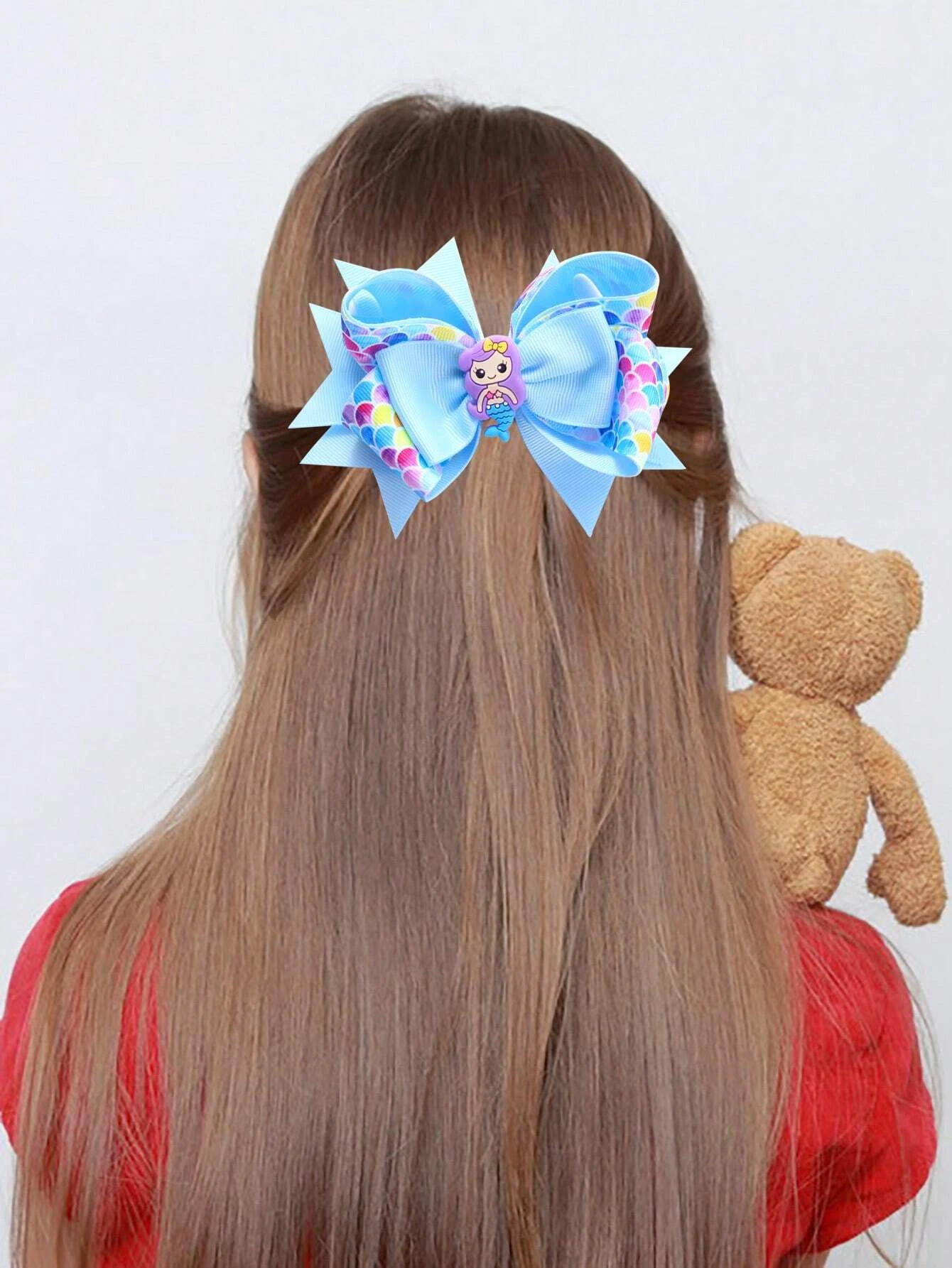 1PC Super Fairy Mermaid Bow Hair Clips Lovely Princess Hairgrips for Small Children Hair Clips for Girls Kids Headwear