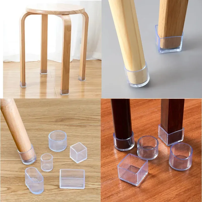 16Pcs Chair Leg Caps Protector Rubber Round Square Floor Table Foot Cover Socks Pipe Plugs Furniture Leveling Feet Home Decor
