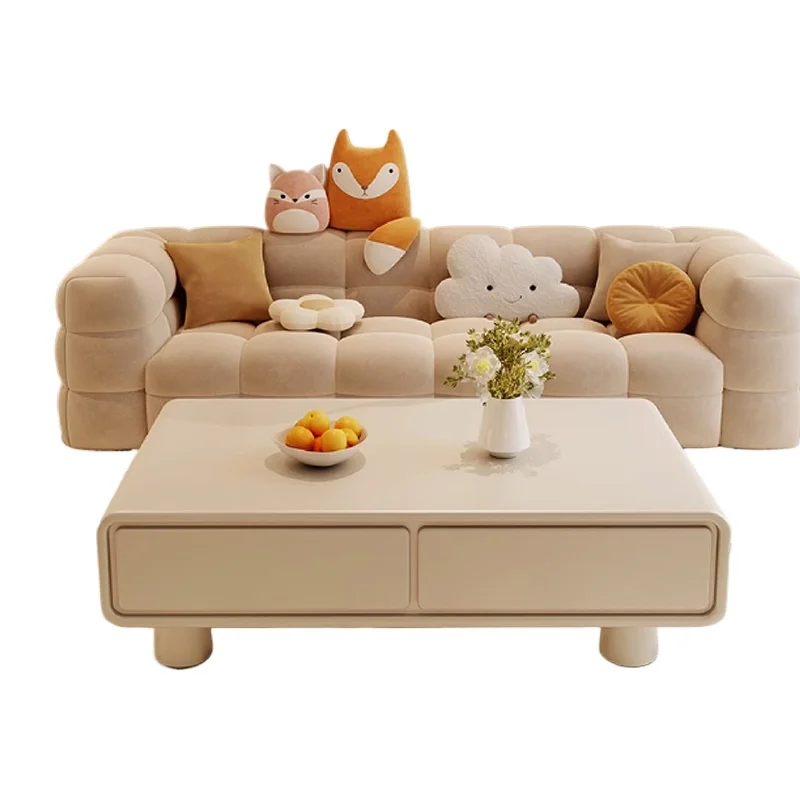 Meja Kopi Putih Krem Desain Modern Pesta Santai Kreatif Estetika Meja Samping Trendi Furnitur Unik Meubles Eropa