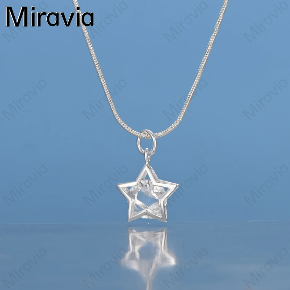 

Miravia 925 Sterling Silver Five-Pointed Star Zirconia Pendant Necklace Women'S Commute Accessory Christmas Gift Jewelry