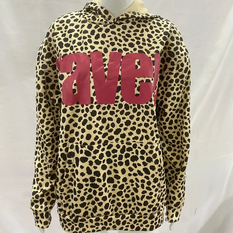 

Модное европейско-американское персонализированное пальто с леопардовым принтом, топ, осень-зима, хип-хоп, уличная толстовка с буквенным принтом, мужская и женская