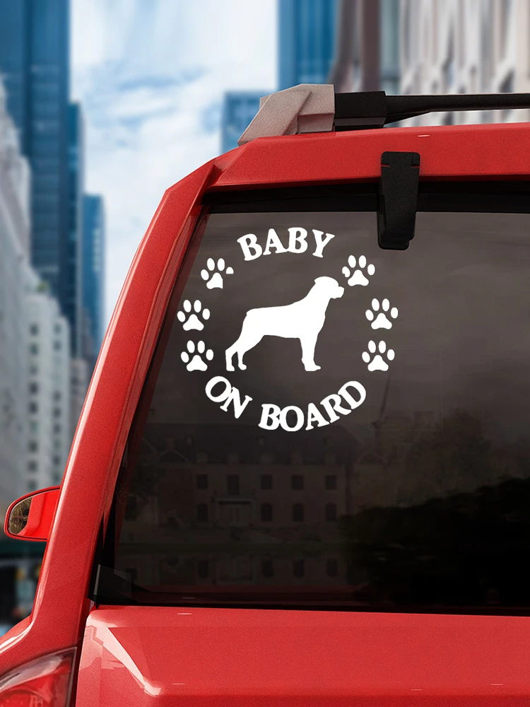 Vinyl Decal Baby Rottweiler on Board Car Sticker Waterproof Suitable for motorcycle helmets  Auto Decors on Bumper