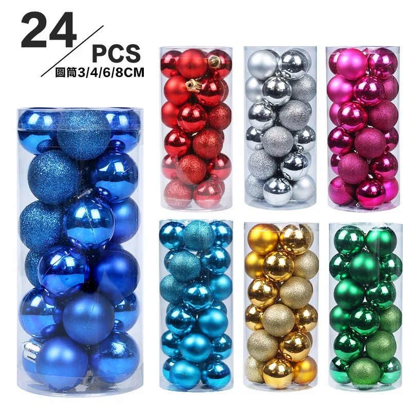 Cross-border spot, Christmas decorations 3/4/6/8cm colored ball electroplated Christmas ball set Christmas tree pendant