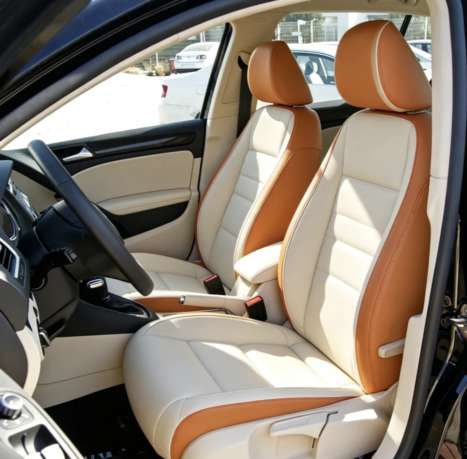 Für Golf 6 2009~2012 Maßgefertigte Autositzbezüge Luxuriöses Nappaleder 100% Passgenau Innenausstattung 360 ° Vollständige Abdeckung – Detail 3