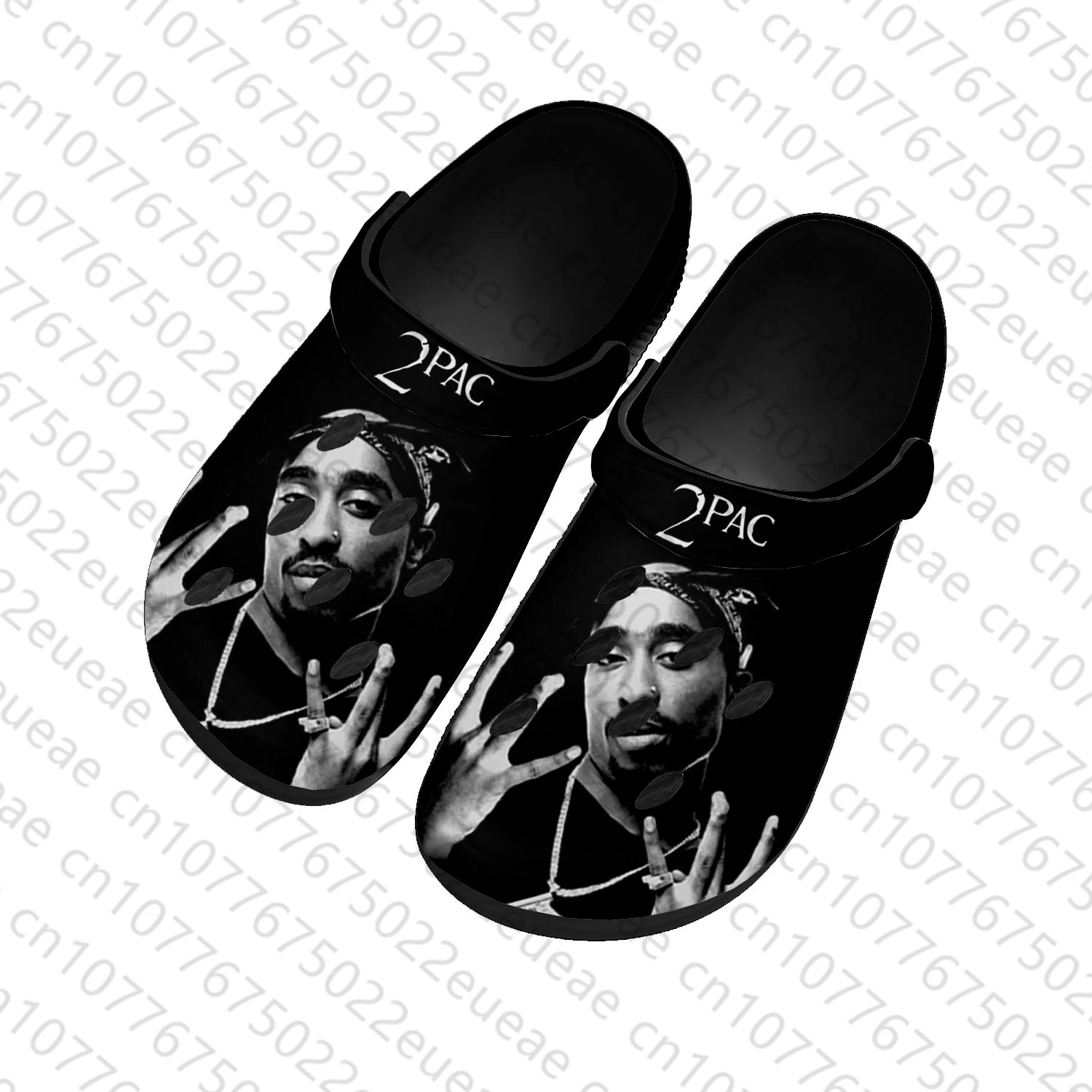 2Pac Hip Hop Rapper Tupac Pop Home Clogs Custom Water Shoes Mens Womens Teenager Shoes Clog Breathable Beach Hole Slippers Black