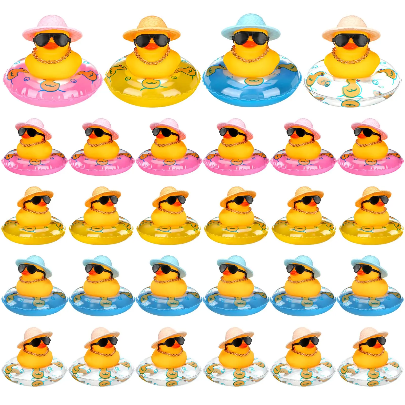 24/36/48 Set Rubber Ducks Summer Beach Funny Rubber Ducky Bathtub Shower Ducks for Baby Shower Swimming Pool Toys