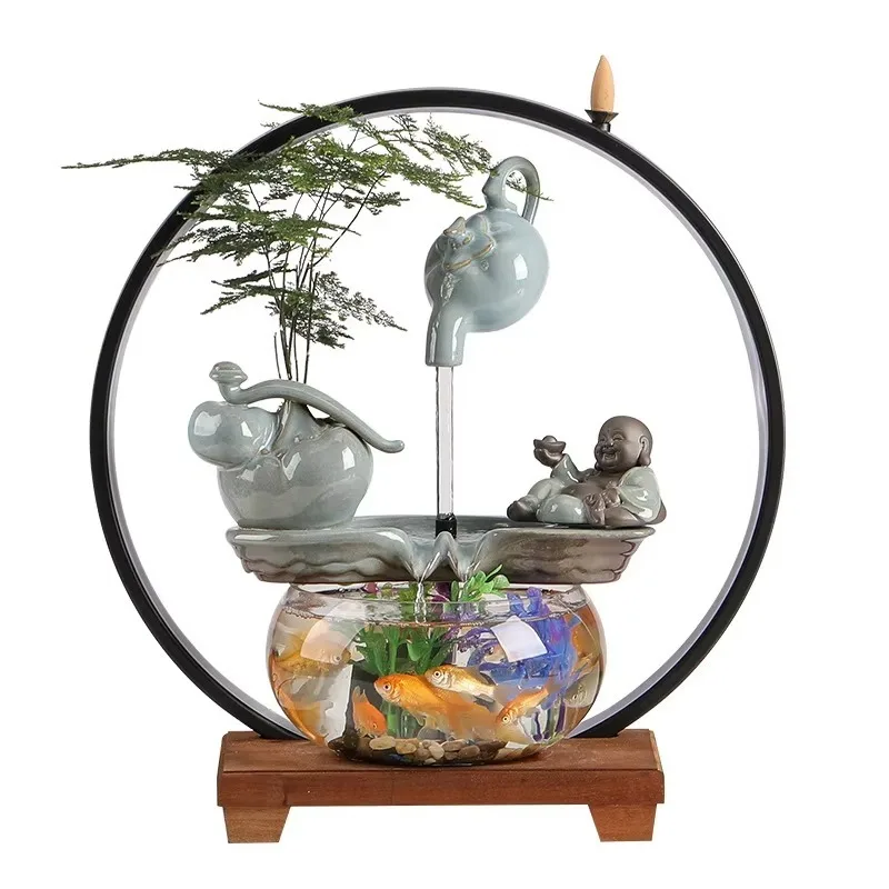 Fish Tank Filtration Circulation Persimmon Ruyi Flowing Water Hanging Pot Goldfish Tank Decoration