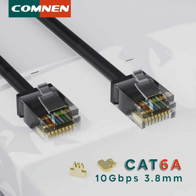 COMNEN Cat6A Ethernet Cable 1pcs Slim Short Cable RJ45 internet 10G Cat6 Patch Cord UTP Lan Cable for Ps5 Router Xbox Computer