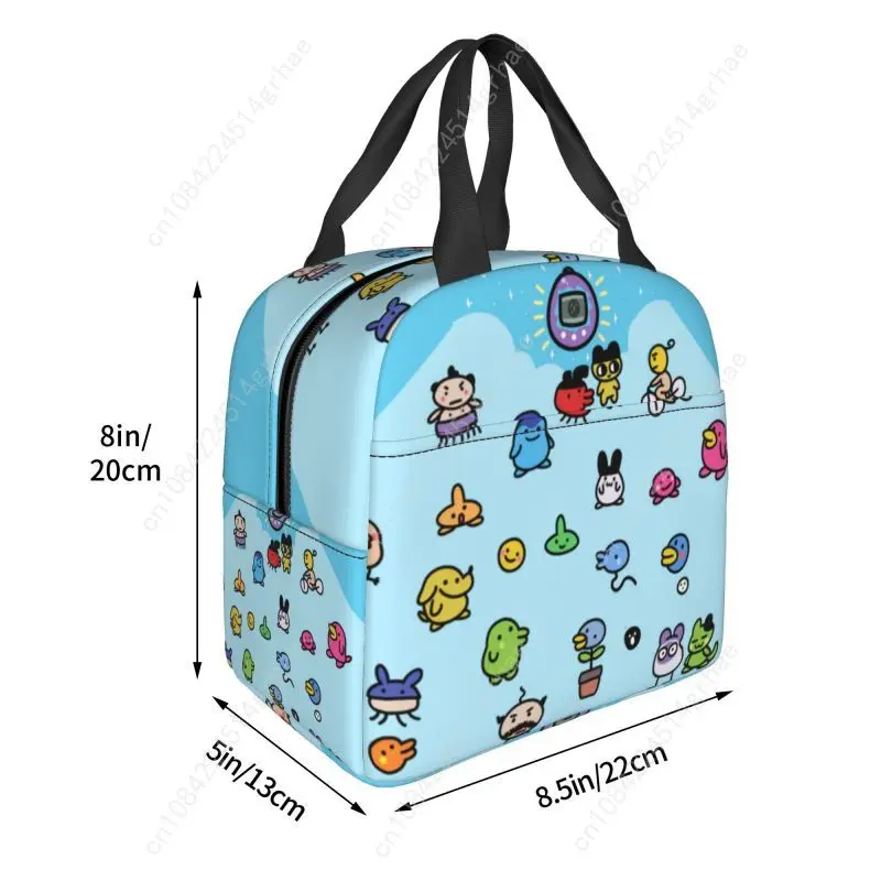 Torba termiczna na lunch dla kobiet z motywem kreskówkowym Tamagotchi, wielokrotnego użytku, izolowana, na pudełko bento, dla dzieci do szkoły.