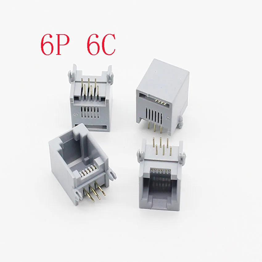 

10PCS/Lot RJ12 Socket Telephone 90 Degrees 6Pin Crystal Female 6P6C Socket