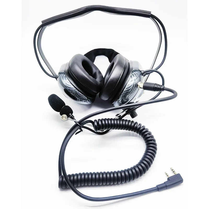 ‎h41-cf-carbon-fiber-aviation-helicopter-headphone-active-noise-cancelling-behind-head-headset-for-baofeng-kenwood-two-way-radio