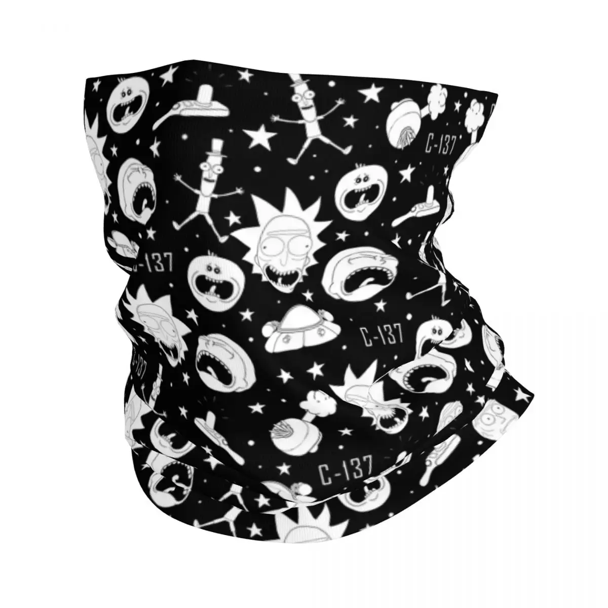 Black And White R-Rick And Morty Pattern Bandana Neck Cover Printed Mask Scarf Warm Cycling Scarf Cycling Unisex Adult Washable