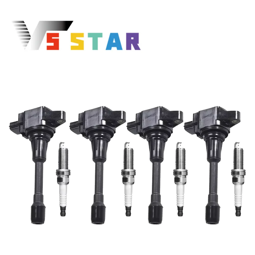 

22448ED000 22448JA00A 22448JA00C 4pcs 12V Ignition Coil & Iridium Spark Plug Kit For 2017-2019 Sentra 1.6L Rogue 2.0L IG-0150
