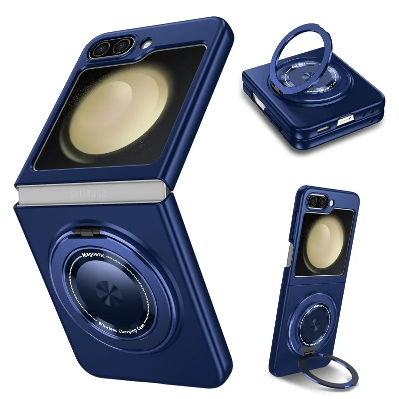 360° Magnetic Rotate Holder Ring Phone Case for Samsung Galaxy Z Flip 6 5 4 Flip6 Flip5 Flip4 Flip3 Hard Shell Protection Cover