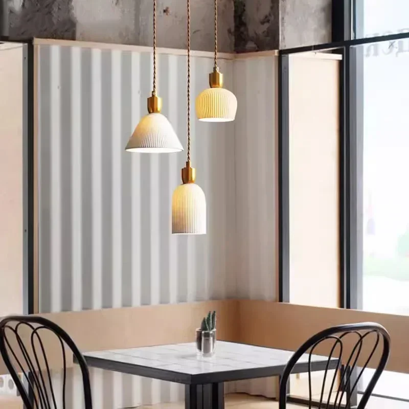 Nordic Minimalist Ceramic Pendant Light Retro Creative Decoration Bedroom Living Room Dining Room Study Lighting