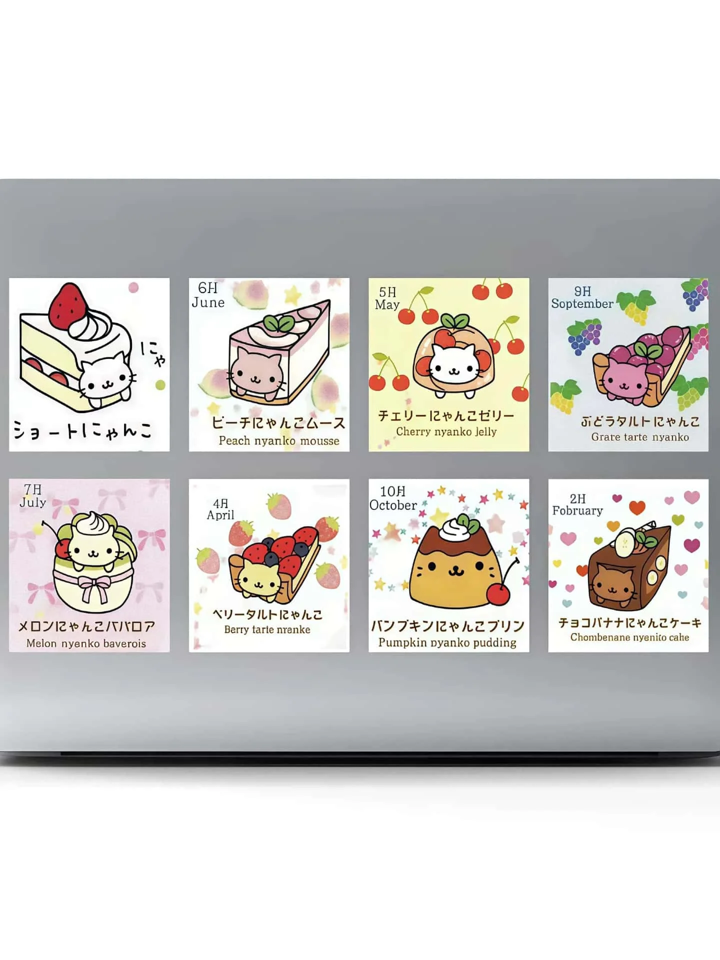 500Pcs/Roll Kawaii Cat Dessert Stickers, Cute Cake - Themed Cartoon Decals for DIY, Journal & Gift Decor