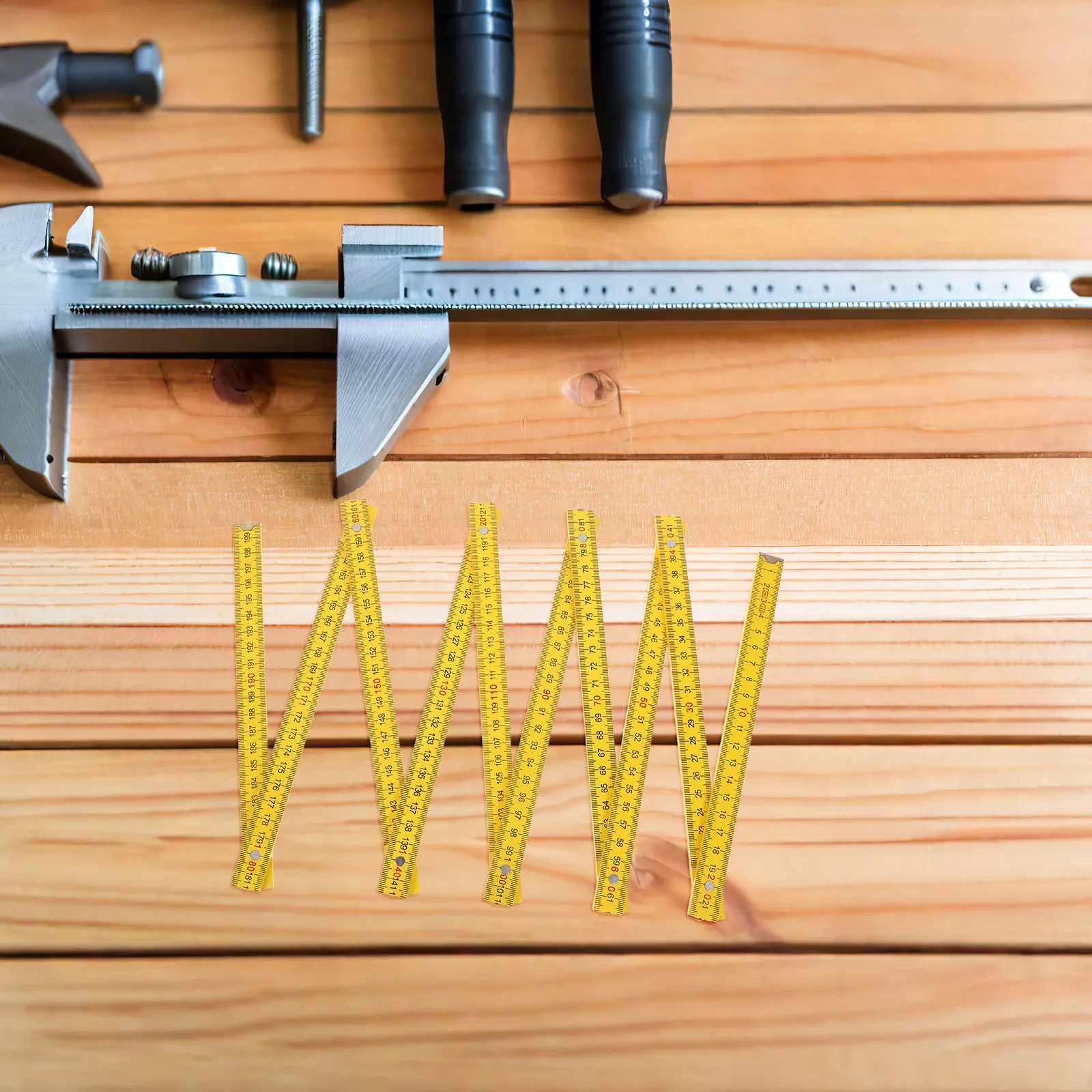 2 Meter Wooden Double Sided Folding Ruler Birch Precision Carpentry Measuring Tool for Woodworking Construction Classroom DIY