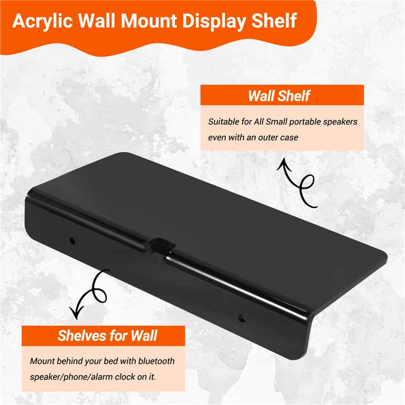 

A89Q-Wall Shelf Speaker Stand, Acrylic Wall Mount Display Shelf For Bluetooth Speaker, Webcam, Cell Phones,